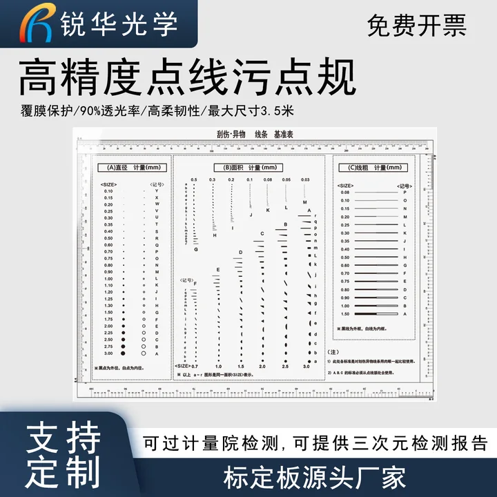 污点卡标准点线规比对卡片A4外观检验规刮伤检查基准表电子厂检用